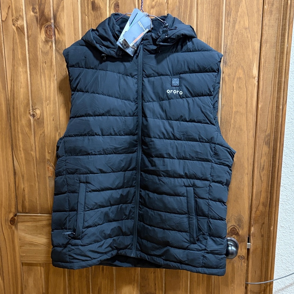 NWT Ororo Men's Quilted Puffer Heated Vest in Black